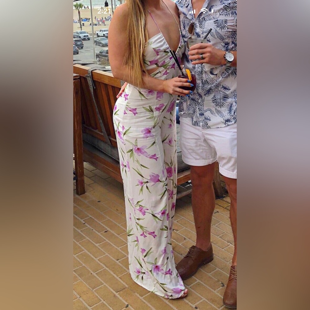 Floral pantsuit with cutouts